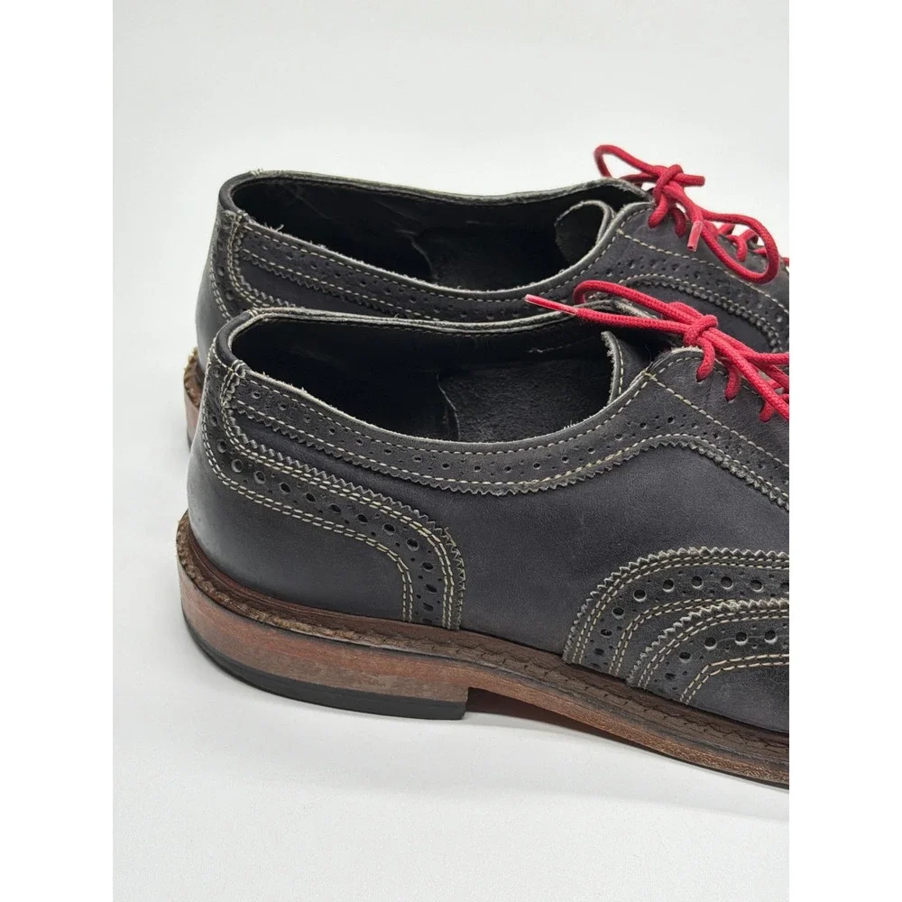 Mens Black Leather Wingtip Oxfords‎ Allen Edmonds Neumok size 9 Contrast Stitch